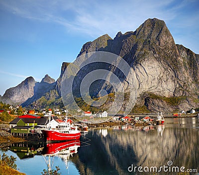 Famous Lofoten, Norway Landscape, Nordland Stock Photo