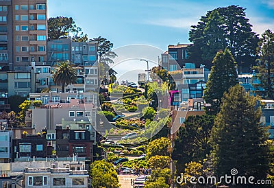 Famous Lombard Street, San Francisco, California, USA Stock Photo