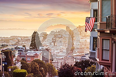Famous Lombard street in San Francisco Stock Photo