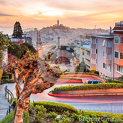 Famous Lombard Street in San Francisco Stock Photo