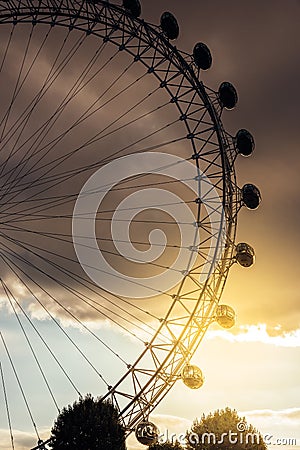 The famous London Eye at sunset - London, UK Editorial Stock Photo