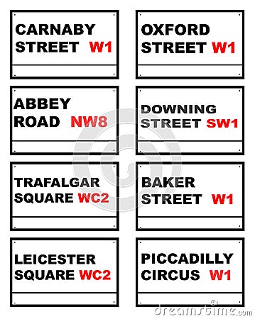 Famous London road signs Stock Photo