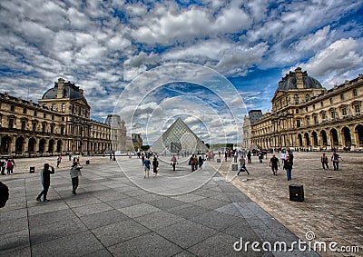 Famous Louvre Pyramid at the Louve at Paris Editorial Stock Photo