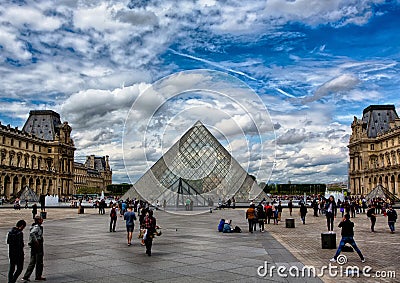 Famous Louvre Pyramid at the Louve at Paris Editorial Stock Photo