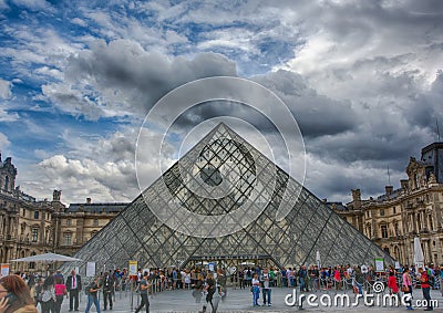 Famous Louvre Pyramid at the Louve at Paris Editorial Stock Photo