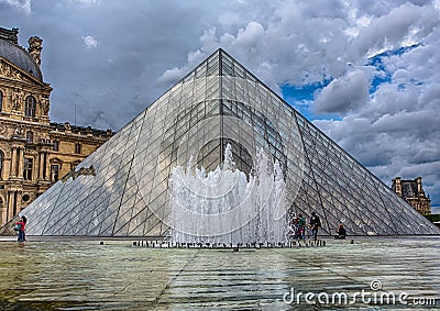 Famous Louvre Pyramid at the Louve at Paris Editorial Stock Photo