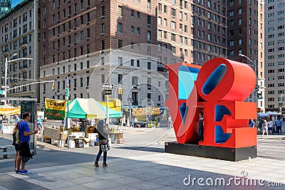 The famous Love sign on 6th avenue in midtown New York Editorial Stock Photo