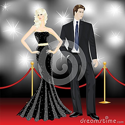 Famous luxury couple Vector Illustration