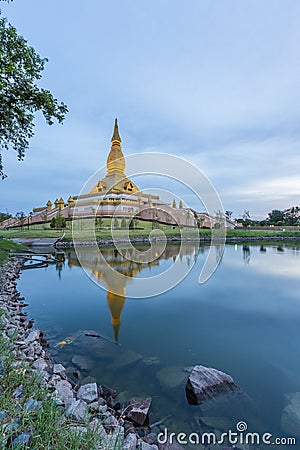 Famous Maha Mongkol Bua Pagoda in Roi-ed Thailand at sunset. Stock Photo