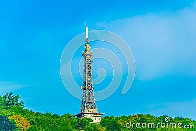 Famous metallic tower at fourviere hill in Lyon, France Stock Photo
