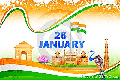 Famous monument on India background Vector Illustration