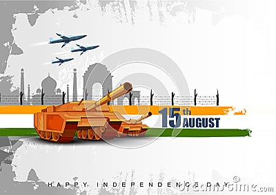 Famous monument of India in Indian background for Happy Independence Day Vector Illustration