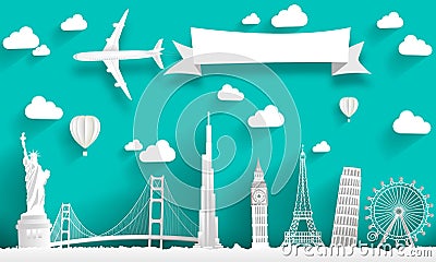 Famous monuments of the world Vector Illustration