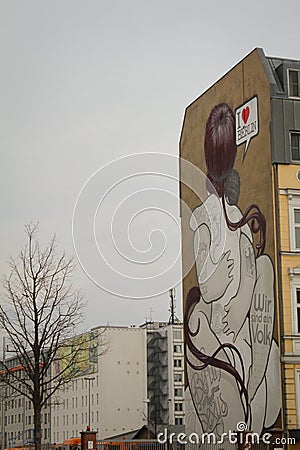 Famous murales in Berlin East side hotel Editorial Stock Photo
