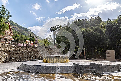 Famous natural hot spring well in Raksa Warin public park, Ranong, Thailand, Natural hot springs with geothermal mineral water Stock Photo