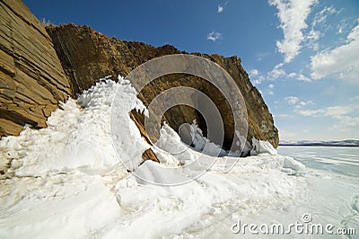 The famous natural landmark Deva Rock Virgin Rock at the northern Cape Khoboy Stock Photo