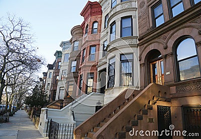 Famous New York City brownstones in Prospect Heights neighborhood in Brooklyn Stock Photo