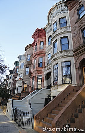 Famous New York City brownstones in Prospect Heights neighborhood in Brooklyn Stock Photo