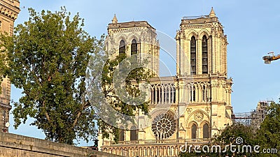 Famous Notre Dame Cathedral in the city of Paris - CITY OF PARIS, FRANCE - SEPTEMBER 05, 2023 Editorial Stock Photo