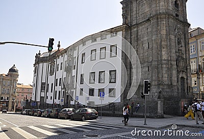 Porto, July 21st: Torre Clerigos Church details in Downtown of Porto Portugal Editorial Stock Photo