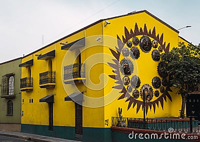 Famous old house in the center of Metepec, State of Mexico, with clay soles that characterize it Stock Photo