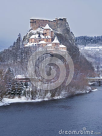 Famous Orava Castle in winter Stock Photo