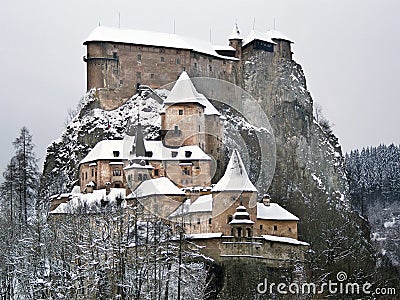 Famous Orava Castle in winter Stock Photo