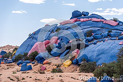 Famous painted rocks in the Tafraoute valley in Southern Morocco Stock Photo