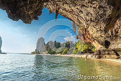 Famous Phranang cave at Raylay Railay Beach, Krabi Editorial Stock Photo