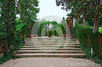 Famous picturesque gardens of Saint Clotilde in Lloret de Mar, Costa Brava, Catalonia, Spain Editorial Stock Photo