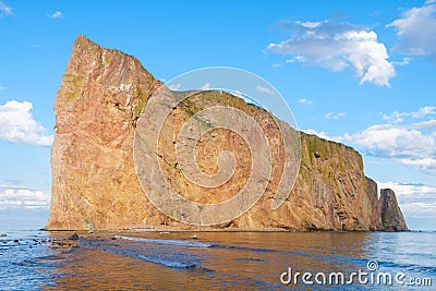 The famous pierced rock of Perce in Canada Stock Photo