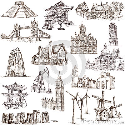 Famous places - 3 Vector Illustration