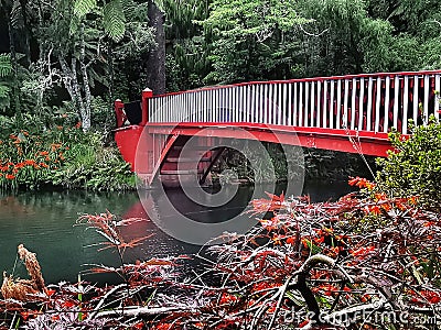 The Poet's bridge in the Pukekura park in New Plymouth in New Zealand Stock Photo