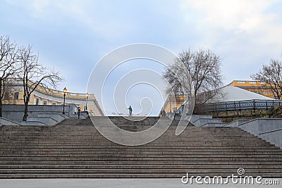 Famous potemkin steps with duke richelieu statue in Odessa, Ukraine Stock Photo