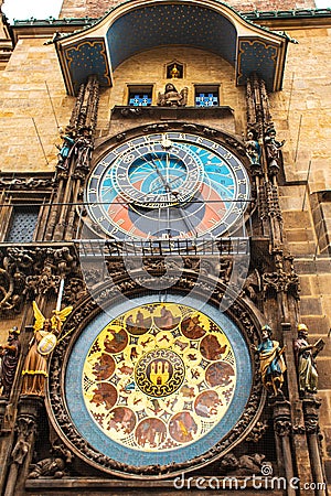 Famous Prague chimes. Prague Astronomical Clock Editorial Stock Photo