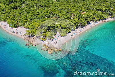 Punta Rata beach with azure sea in Brela, Dalmatia, Croatia Stock Photo