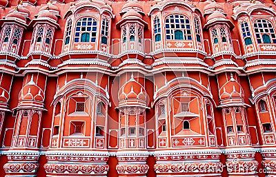 Famous Rajasthan landmark - Hawa Mahal palace, Jaipur, India Stock Photo