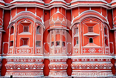 Famous Rajasthan landmark - Hawa Mahal palace (Palace of the Winds), Jaipur, Rajasthan Stock Photo