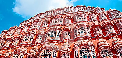 Famous Rajasthan landmark - Hawa Mahal palace Palace of the Win Stock Photo