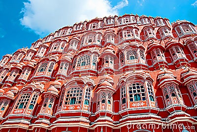 Famous Rajasthan landmark - Hawa Mahal palace (Palace of the Win Stock Photo