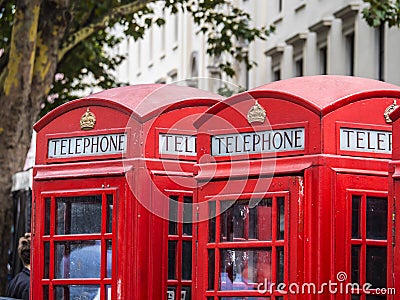 The famous red telephone booth in London - beautiful landmark Editorial Stock Photo
