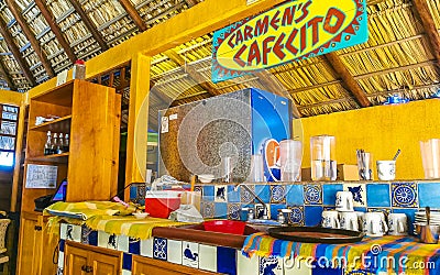 The famous restaurant cafe El Cafecito in Puerto Escondido Mexico Editorial Stock Photo