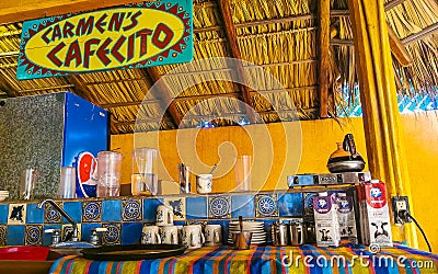 The famous restaurant cafe El Cafecito in Puerto Escondido Mexico Editorial Stock Photo