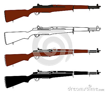 Famous rifle weapon WWII, USA Vector Illustration