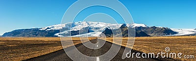 Famous ring road in Iceland leading to Vatnajokull, also known a Stock Photo