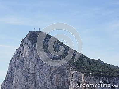 Famous rock of Gibraltar landscape on Iberian Peninsula in Great Britain Stock Photo