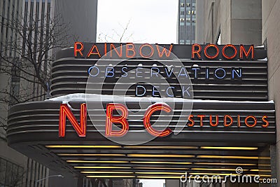 The famous Rockefeller Center is home to NBC studios, an observation deck, and the upscale nightclub Rainbow Room Editorial Stock Photo