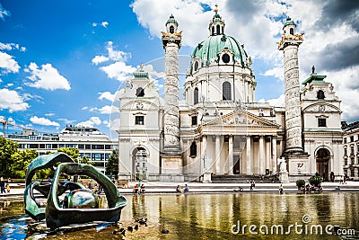 Famous Saint Charles's Church (Wiener Karlskirche) in Vienna, Austria Editorial Stock Photo