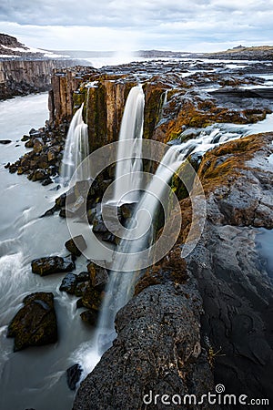 Famous Selfoss waterfall Stock Photo