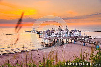 Sellin Pier at sunrise, Baltic Sea, Germany Stock Photo